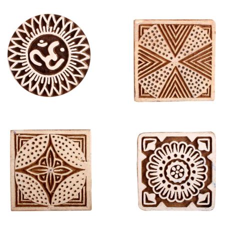 Set of 4 Piece New Mix Wooden Printing Block